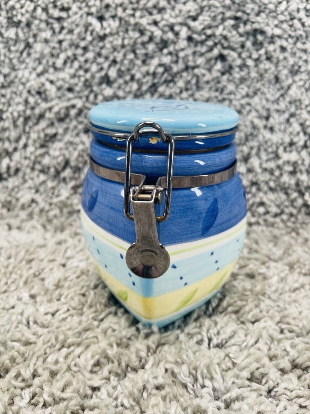 Sedona Collection Ceramic Canister Jar Clamp Lid Blue Kitchen Storage Container